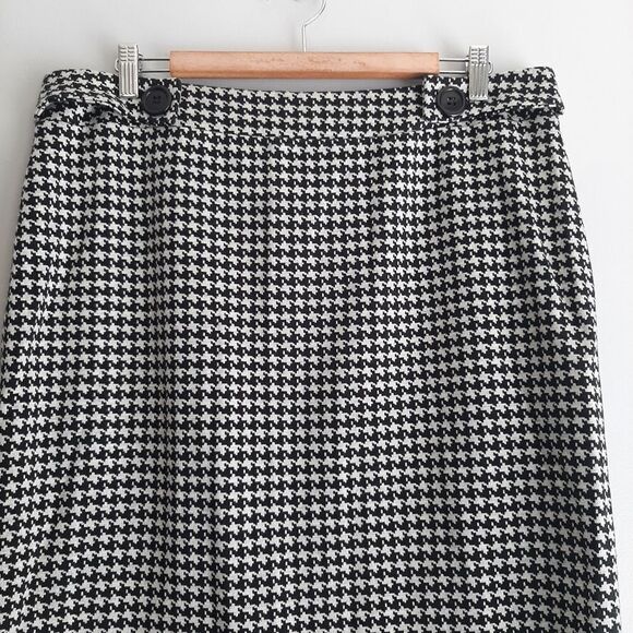 CLEO \ Soft Ponte Knit Pull-On Pencil Skirt Classic Houndstooth Pattern B&W XL - Picture 2 of 11